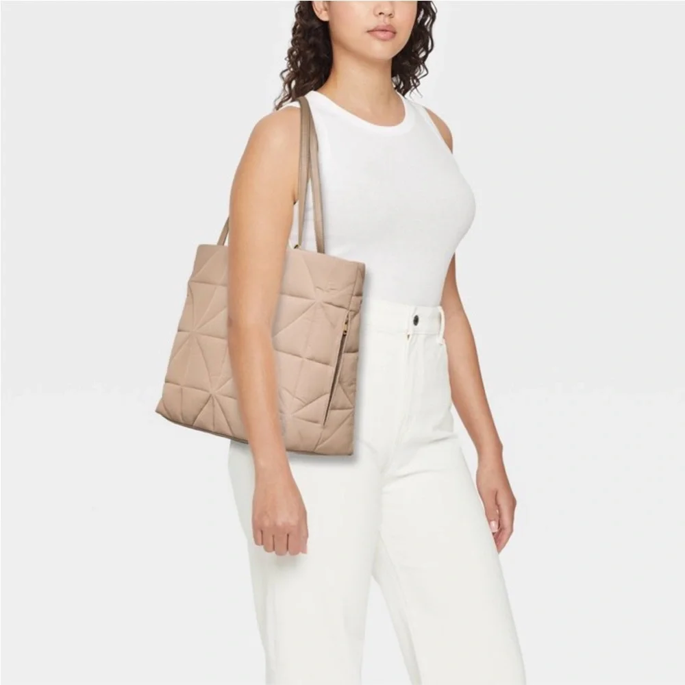 Target Quilted Beige Kate Tote Bag - Picture 5 of 15
